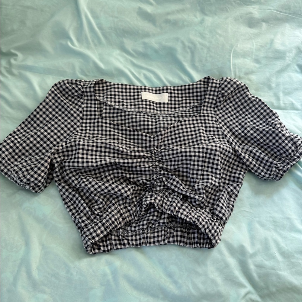 Black and White Gingham Women's Top